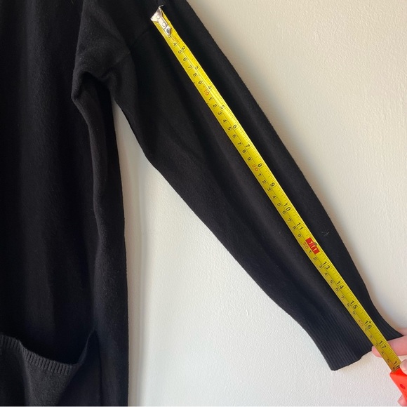 Dreamers by Debut Black Longline Open Front Cardigan Women’s M/L Pockets Cozy - Picture 6 of 9